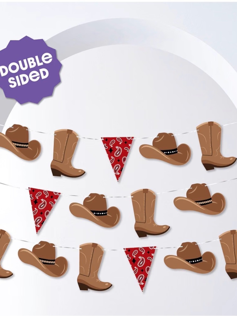 Western Cowboy Boot & Red Bandana Garland Banner - Party Decoration